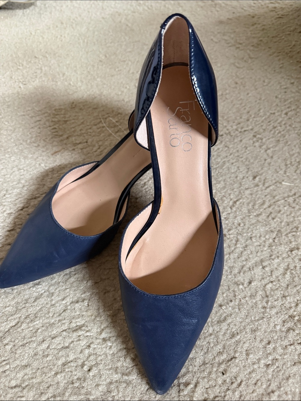 Franco Sarto Navy Pointed D'Orsay Flats